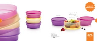 801595 | Amarelo
Pote Dinâmico
400ml cada
8,6 diâm. X 12 alt. (cm)
Categoria: Armazenar
Preço sugerido: R$33,00 cada
Por: R$
24,00 cada
801593 | Rosa
801594 | Roxo
Levemente translúcido,
ajuda na visualização
Desconto
IMPERDÍVEL
de desconto na
página 57
27%
56 57
 