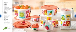 5
4
16
3
7
2
Reúna seus amigos e receba um(a) Consultor(a) Tupperware. Além
de uma experiência incrível, você pode ganhar todos estes produtosBEA
Brinde
Especial
da Anfitriã
VOCÊ GANHA:
Todos os produtos do 2o
Nível +
2 | 2 Canecas Ilúmina 350ml Verão cada
5 | 2 Pratos Ilúmina Verão
7 | 1 Tigela Ilúmina 6,6L Verão
3o
Nível | 802876
Com uma
Experiência de
R$1.060,00
em vendas e
2 marcações
VOCÊ GANHA:
Todos os produtos do 1o
Nível +
5 | 2 Pratos Ilúmina Verão
6 | 1 Tigela Ilúmina 4,3L Verão
2o
Nível | 802875
Com uma
Experiência de
R$790,00
em vendas e
2 marcações
VOCÊ GANHA:
1 | 1 A Jarra Ilúmina 2L Verão
2 | 2 Canecas Ilúmina 350ml Verão cada
3 | 1 Tigela Ilúmina com tampa dosadora
200ml Verão
4 | 1 Tigela Ilúmina 550ml Verão
1o
Nível | 802874
Com uma
Experiência de
R$580,00
em vendas e
2 marcações
Brinde de agradecimento
*Cores variadas
Cód.: 89417
Separador de Gemas
62 63
 
