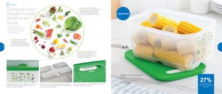 803126 | Ventsmart Retangular
4,4 Litros
28.5 comp. X 19 larg. X 13.5 alt. (cm)
Preço sugerido: R$99,00
Por: R$
72,00
Lançamento
O design da base ajuda na passagem de ar, mesmo
quando empilhados. Grade interna mantém os
alimentos longe do líquido
Contém 4 canais inclinados, garantindo que a água
flua quando o recipiente está secando na máquina de
lavar louça ou na bancada
Sistema de saída de ar com 3 posições, que auxiliam
na conservação dos alimentos
Frutas, verduras e
legumes armazenados
de acordo com suas
características.
Conserva como
ninguém e cada
alimento tem
seu ar
Aberta: quando a válvula está
alinhada ao círculo completamente
vazio e brilhante no pictograma,
indica que a entrada de ar está
aberta para a ventilação completa.
Fechada: quando a válvula
está alinhada ao círculo
completamente gravado no
meio do pictograma, indica que
a entrada de ar está bloqueada.
Meio aberta: quando a válvula
está alinhada ao meio do círculo
no pictograma, indica que a
abertura de ventilação permite a
entrada moderada de ar.
4,4L
Geladeira
de desconto no
Ventsmart Retangular
4,4 Litros
27%
40 41
 