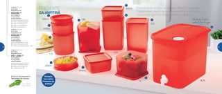 1
1
2
7
7
4 6
8
6
3
5
Reúna seus amigos e receba uma Consultora
Tupperware. Além de uma experiência incrível,
você pode ganhar todos estes produtos
VOCÊ GANHA:
Todos os produtos do 2o
Nível +
1 | 1 Refri Line Redondo 200ml
6 | 1 Refri Line Quadrado 2,2L
8 | 1 Galão Modular 8,7L
3o
Nível | 803465
Com uma
Experiência de
R$1.098,00
em vendas e
2 marcações
VOCÊ GANHA:
Todos os produtos do 1o
Nível +
6 | 1 Refri Line Quadrado 2,2L
7 | 2 Refri Line Quadrado 650ml cada
2o
Nível | 803464
Com uma
Experiência de
R$828,00
em vendas e
2 marcações
VOCÊ GANHA:
1 | 1 Refri Line Redondo 200ml
2 | 1 Refri Line Redondo 530ml
3 | 1 Refri Line Redondo 1,1L
4 | 1 Refri Line Quadrado 1,8L
5 | 1 Refri Line Quadrado 1L
1o
Nível | 803463
Com uma
Experiência de
R$598,00
em vendas e
2 marcações
Brinde de agradecimento
*Cores variadas
Cód.: 89417
Separador de Gemas
PRESENTE
DA ANFITRIÃ
Primeira
vez como
Presente da
Anfitriã
Válvula que facilita a
saída do fluxo de água
650ml
200ml
200ml
650ml
530ml
2,2L
2,2L
1,8L
8,7L
1,1L
1L
62 63
 