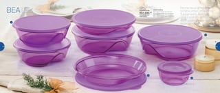 Reúna seus amigos e
receba uma Consultora
Tupperware. Além de
uma Experiência incrível,
você pode ganhar todos
estes produtos
BEA
Brinde
Especial
da Anfitriã
VOCÊ GANHA:
1 | 2 Tigelas Design 2L Purlicious
2 | 2 Tigelas Design 3,5L Purlicious
3 | 2 Tigelas Design 1,5L Purlicious
4 | 1 Tigela Design 450ml Purlicious
4o
Nível | 802775
Com uma
Experiência de
R$1.440,00
em vendas e 2
marcações
1
2
3
4
2L
3,5L
3,5L
1,5L
1,5L
450ml
68 69
 
