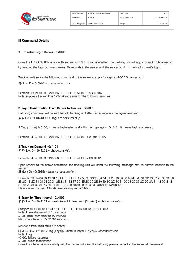 IStartek Vt600 Gprs Protocol V5 2