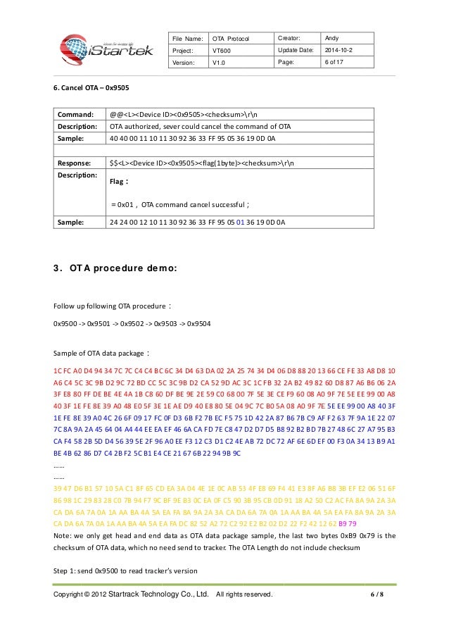 vt600 ota gprs protocol