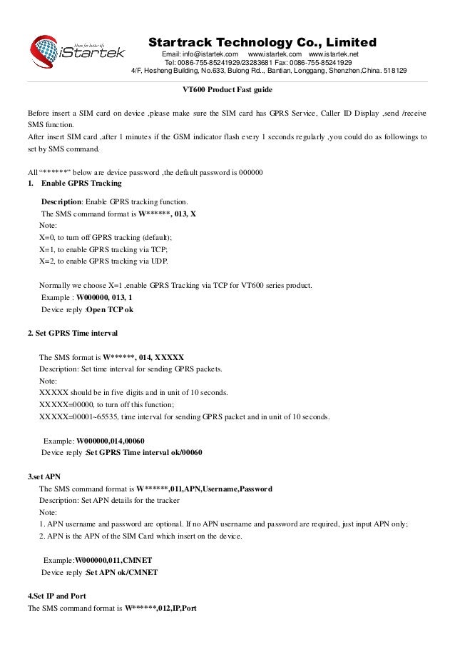 vt600 sms fast guide apn format