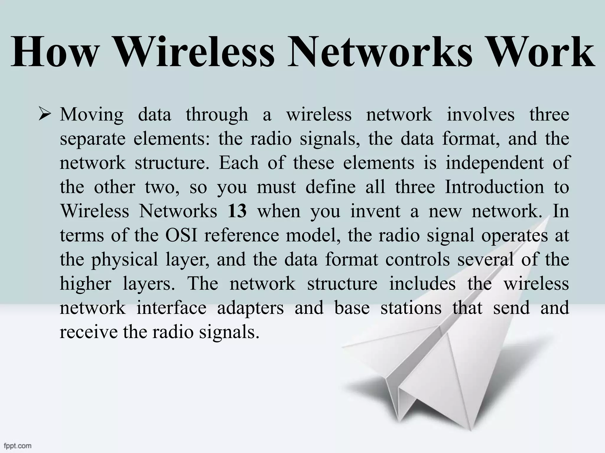 Wireless network | PPTX | Computer Networking | Computing