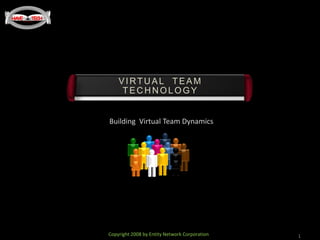 1 VIRTUAL  TEAM TECHNOLOGY Building  Virtual Team Dynamics Copyright 2008 by Entity Network Corporation  