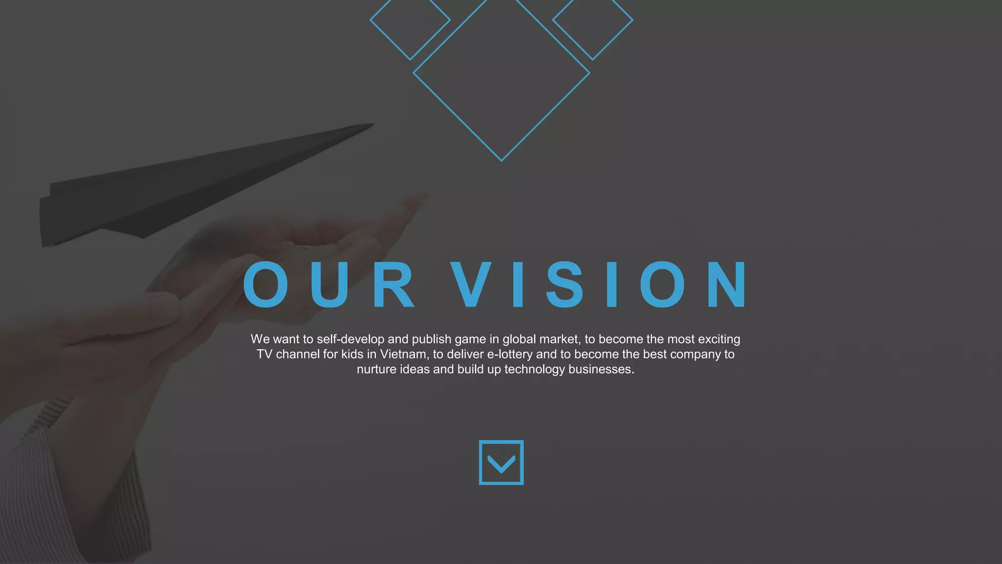 9
O U R V I S I O N
We want to self-develop and publish game in global market, to become the most exciting
TV channel for kids in Vietnam, to deliver e-lottery and to become the best company to
nurture ideas and build up technology businesses.
 