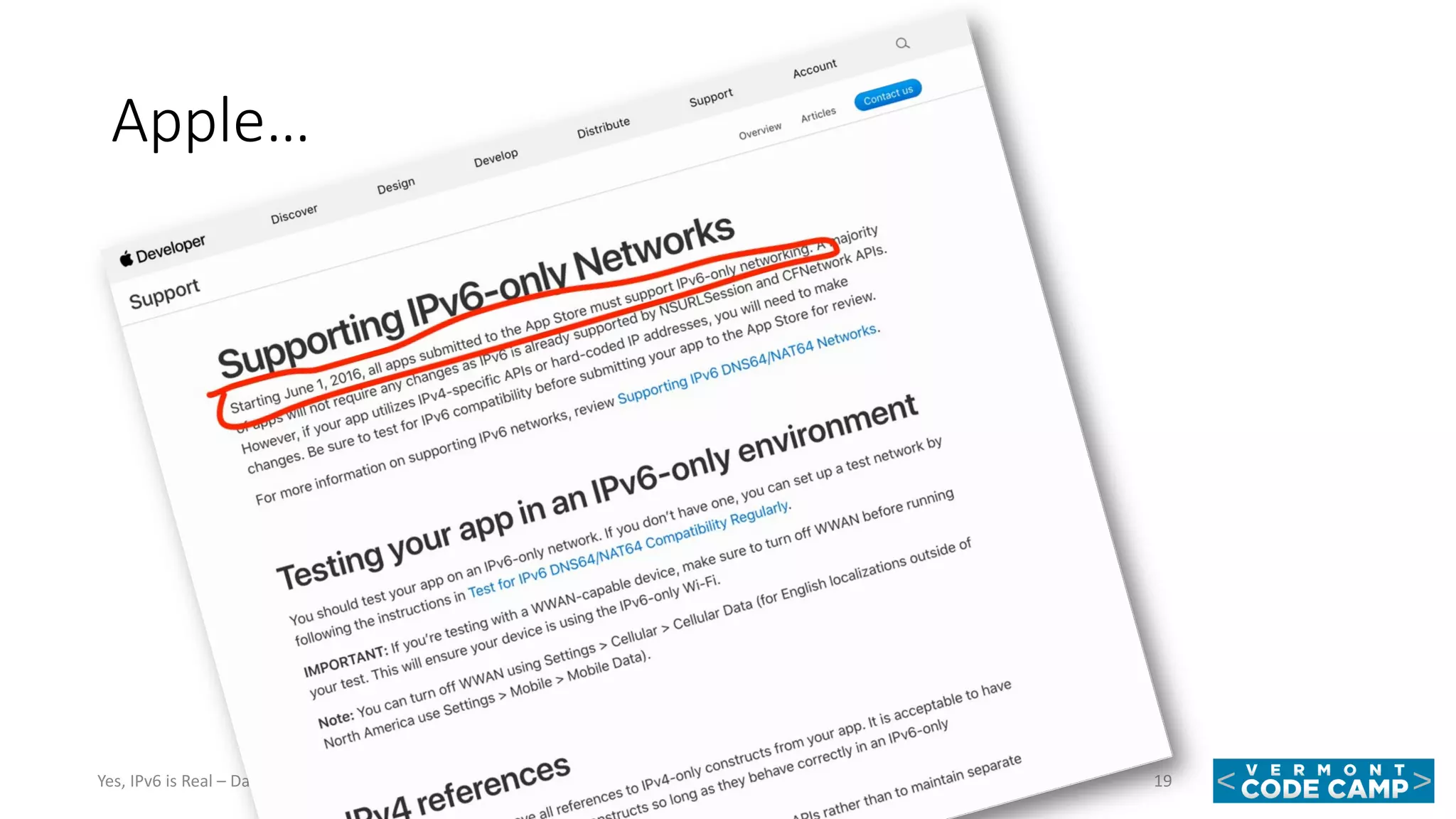 Apple…
19Yes, IPv6 is Real – Dan York – 28 September 2019
 