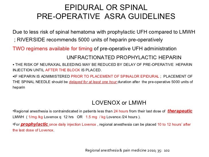 Asra Epidural Guidelines: Asra Pain Medicine – VIRMW