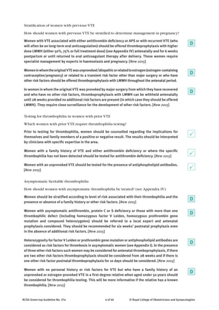 Pph Rcog Guidelines.pdf Venous thromboembolism during pregnancy RCOG | PDF