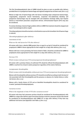 Venous thromboembolism during pregnancy RCOG | PDF