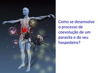 Como se desenvolve
o processo de
coevolução de um
parasita e do seu
hospedeiro?
 