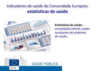 Indicadores de saúde da Comunidade Europeia:
estatísticas de saúde
Estatísticas de saúde –
mortalidade infantil, lesões
resultantes de acidentes
de viação.
 