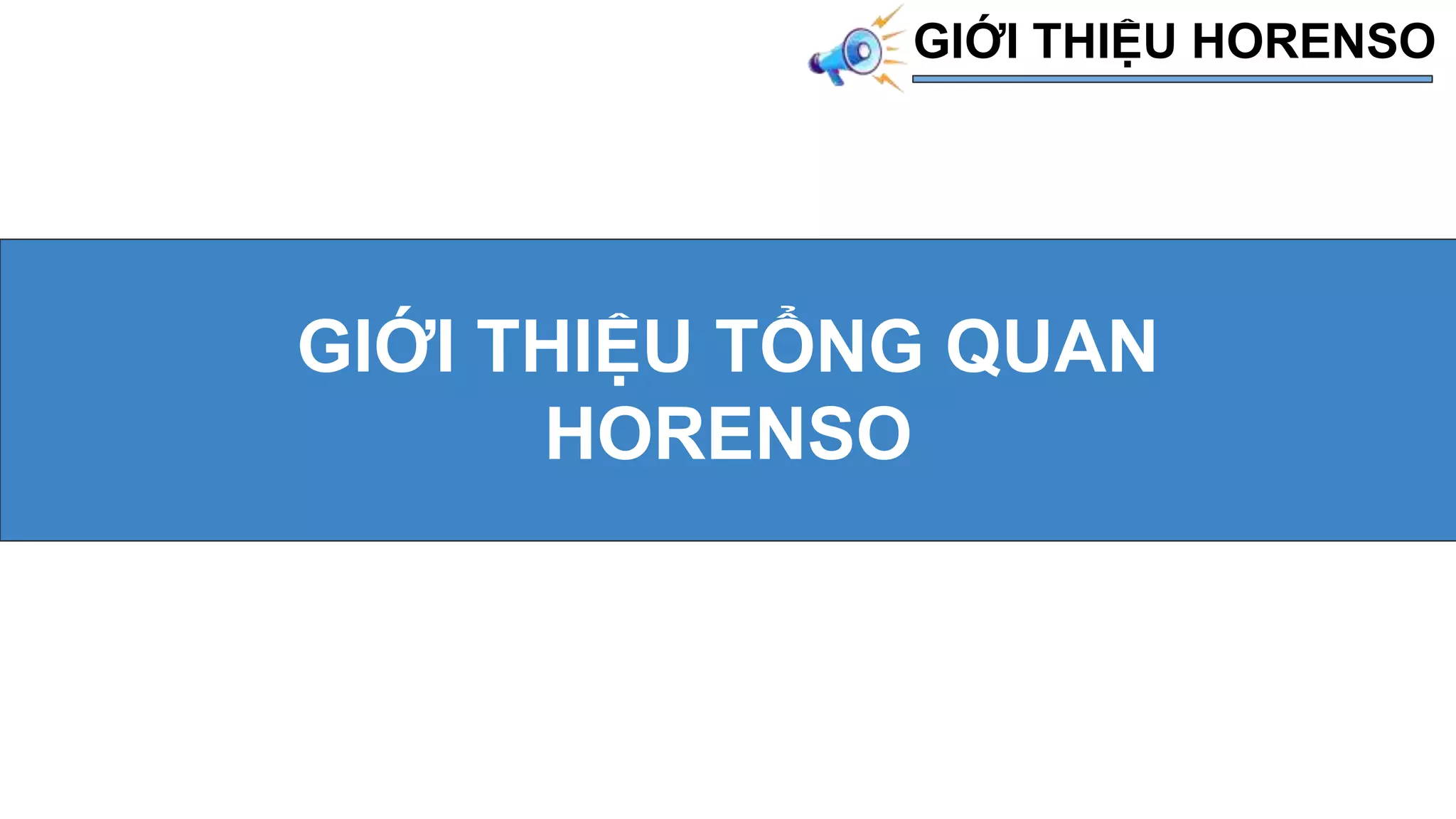 GIỚI THIỆU TỔNG QUAN
HORENSO
GIỚI THIỆU HORENSO
 