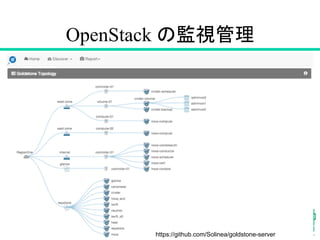 OpenStack の監視管理	
60
https://github.com/Solinea/goldstone-server	
 