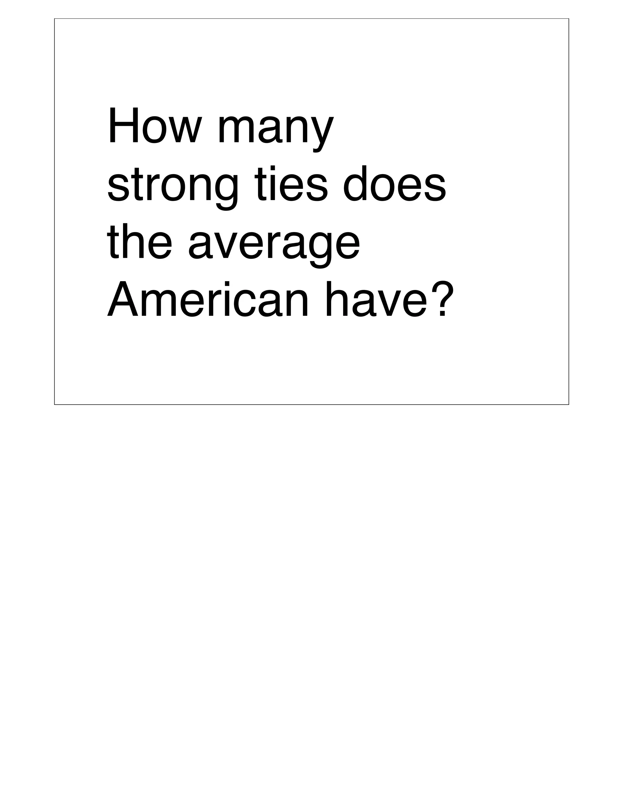 How many
strong ties does
the average
American have?
 