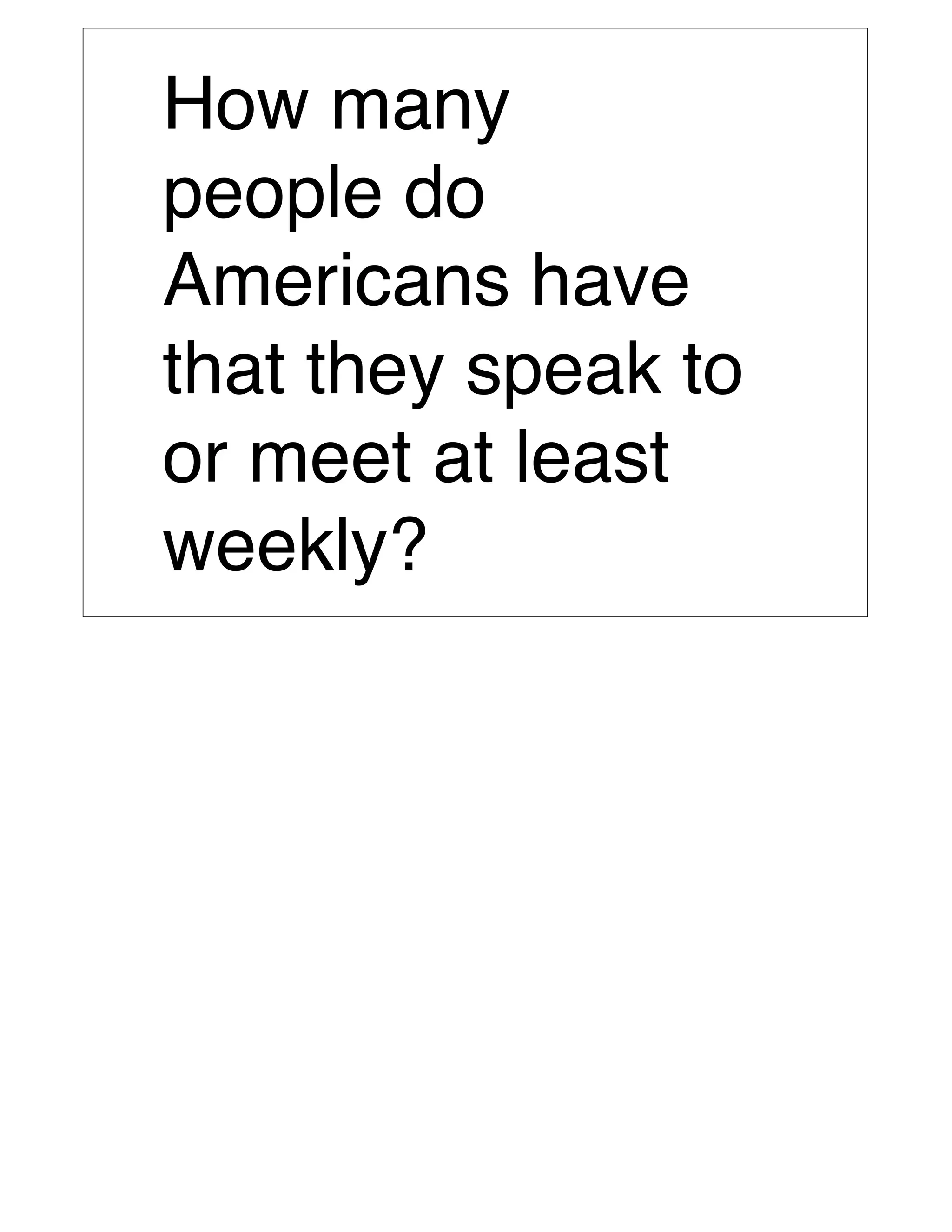 How many
people do
Americans have
that they speak to
or meet at least
weekly?
 