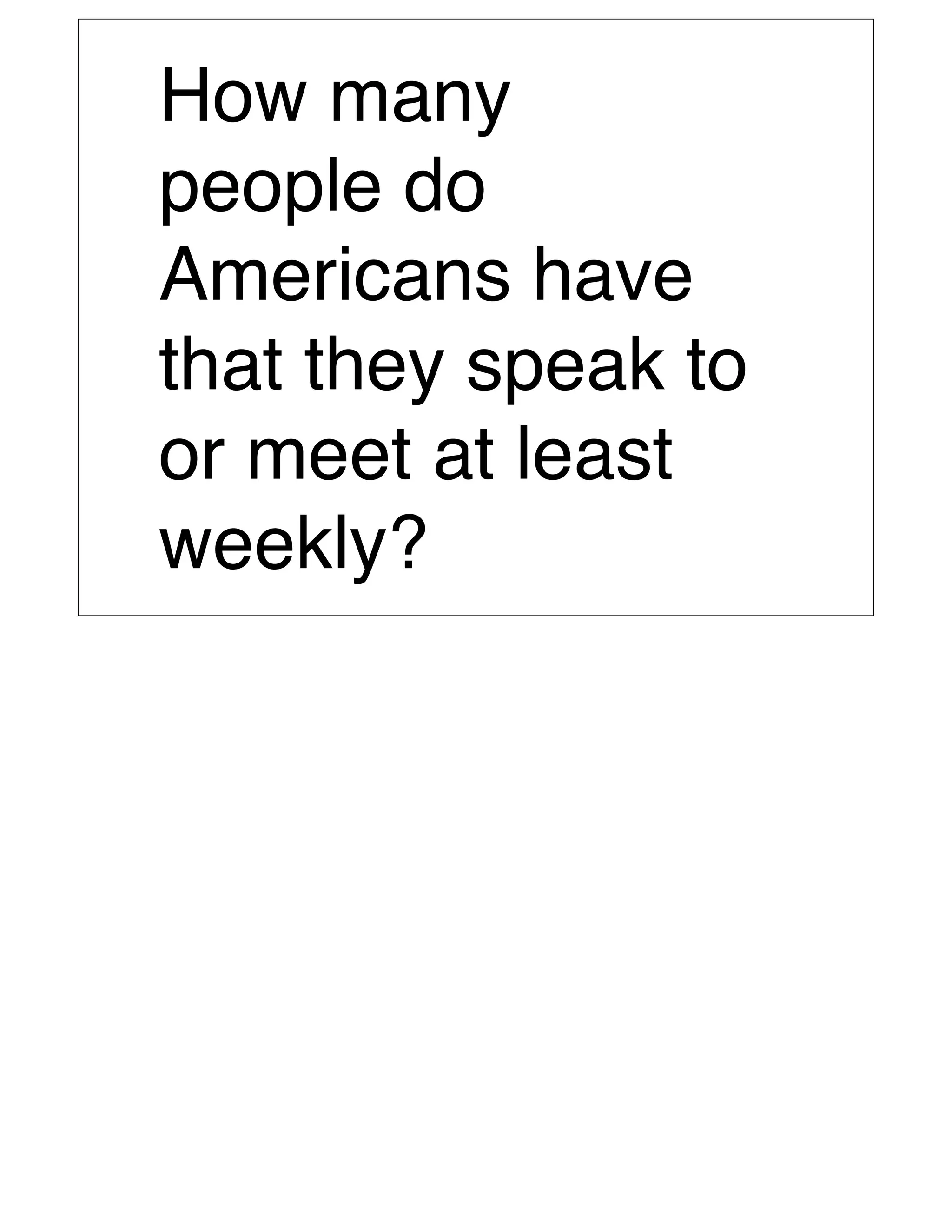 How many
people do
Americans have
that they speak to
or meet at least
weekly?
 