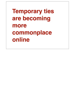 Temporary ties
are becoming
more
commonplace
online
 
