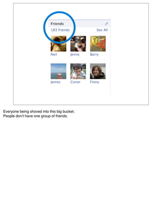 Everyone being shoved into this big bucket. 
People donʼt have one group of friends.
 