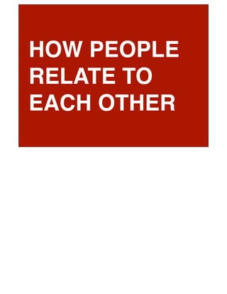 HOW PEOPLE
RELATE TO
EACH OTHER
 