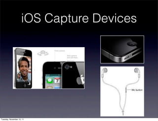 iOS Capture Devices




Tuesday, November 15, 11
 