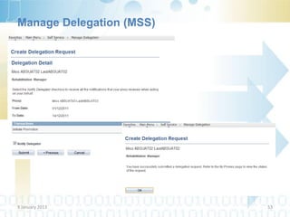 Manage Delegation (MSS)




9 January 2013            53
 