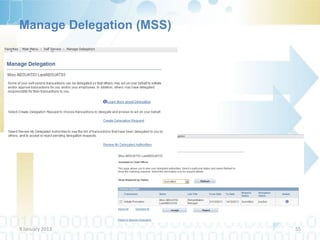 Manage Delegation (MSS)




9 January 2013            55
 