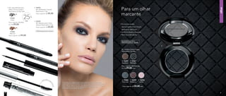 olhos
2. 96996
NC Delineador Líquido
Nutrimetics 1,8g
Preço sugerido: R$ 45,00
3. 96995
NC Máscara para Cílios
Volume Nutrimetics 7,5g
	 Preço sugerido: R$ 69,00 cada
Oftalmologicamente testado
1.	NC Lápis Retrátil para
Olhos à Prova d’água
Nutrimetics 0,35g cada
	
	
	 Preço sugerido: R$ 39,00 cada
	 Por: R$ 29,00 c
	 Preço sugerido: R$ 39,00
97005
Preto
97006
Marrom
OFF
25%
Pó micronizado
	 que proporciona toque
	 sedoso e delicado
Uniformidade e fixação
Textura aveludada
Dermatologicamente e
Oftalmologicamente testado
A modelo está usando Tium aret; norum in Etrae med caeluda mdiem,
quampons ia nored consci it vit, vid ius iam spervir miliciam etienam orit quid
C. Sime in Ita, nicum des rei sultod mus sul vignos abusatis silin dem talius
condit L. Mium ures, quidien.
Para um olhar
marcante
A modelo está usando Primer Facial, Corretivo Líquido Light, Base
Líquida Mineral Matte Butterscoth, Pó Compacto Velvet Finish Mineral
Sand e Blush Júpiter no rosto. Lápis Retrátil para Olhos à Prova d’água
Preto, Sombra Colour Impact Espresso e Charcoal nos olhos.
Gloss Brilho Labial Blush nos lábios.
NC Sombra Colour Impact
Nutrimetics 1g cada
	 Preço sugerido: R$ 55,00 cada
	 Por: R$ 49,00 cada
6. 97000
Charcoal
7. 96999
Mulberry
8. 96998
Ballet
4. 96997
Espresso
5. 97001
Midnight
Preço sugerido: R$ 55,00 cada
1.
2.
3.
5.
Aplicador ergo
nômico
6 7
 
