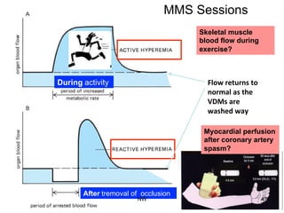 Flow	
  returns	
  to	
  
normal	
  as	
  the	
  
VDMs	
  are	
  
washed	
  way	
  
During activity
After tremoval of occlusion
MMS Sessions
Skeletal muscle
blood flow during
exercise?
Myocardial perfusion
after coronary artery
spasm?
NW 47
 