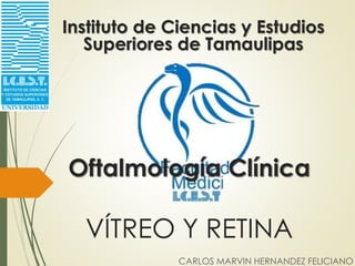 Instituto de Ciencias y Estudios 
Superiores de Tamaulipas 
Oftalmología Clínica 
VÍTREO Y RETINA 
CARLOS MARVIN HERNANDEZ FELICIANO 
 