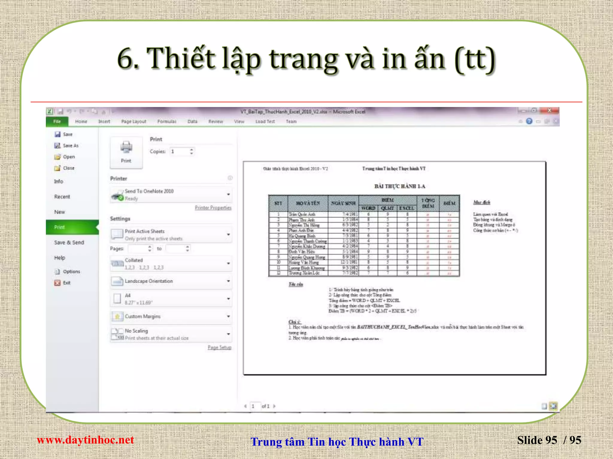 www.daytinhoc.net Trung tâm Tin học Thực hành VT Slide 95 / 95
 