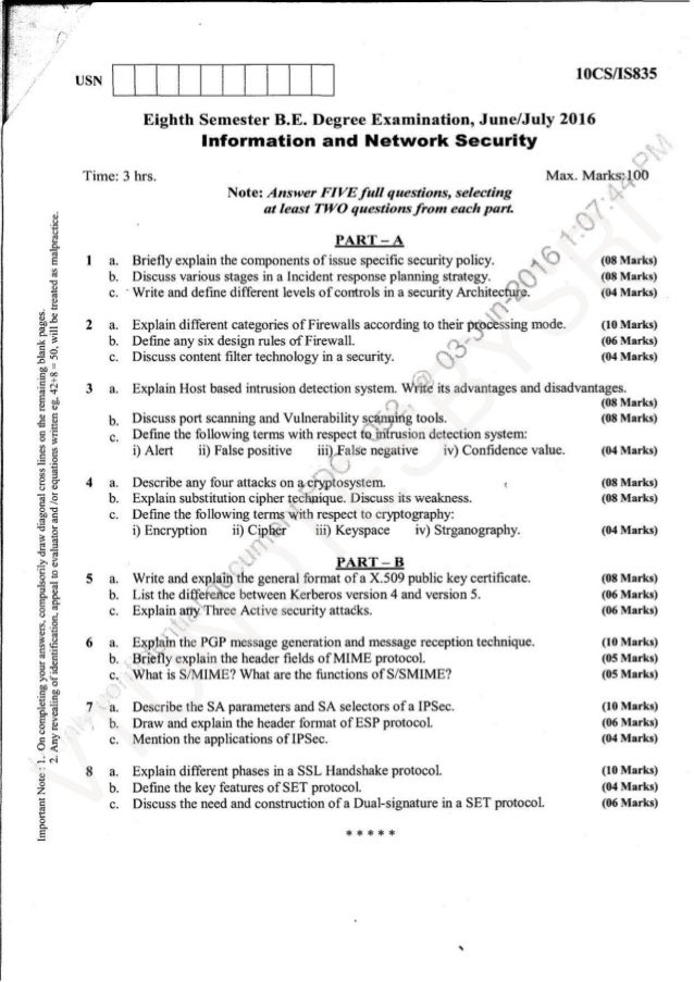 VTU 8TH SEM INFORMATION AND NETWORK SECURITY SOLVED PAPERS