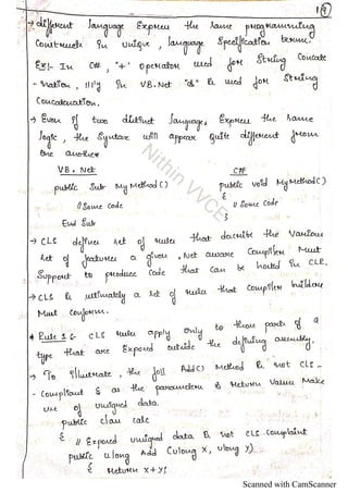VTU C-sharp & .net programming notes by Nithin, VVCE, Mysuru | PDF