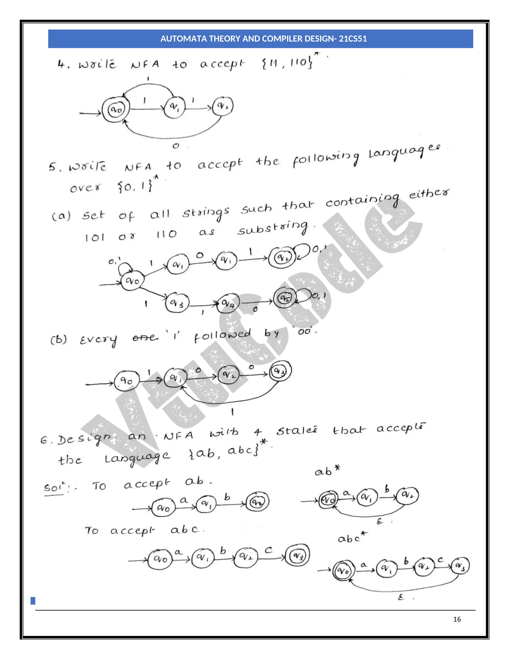 16
AUTOMATA THEORY AND COMPILER DESIGN- 21CS51
 