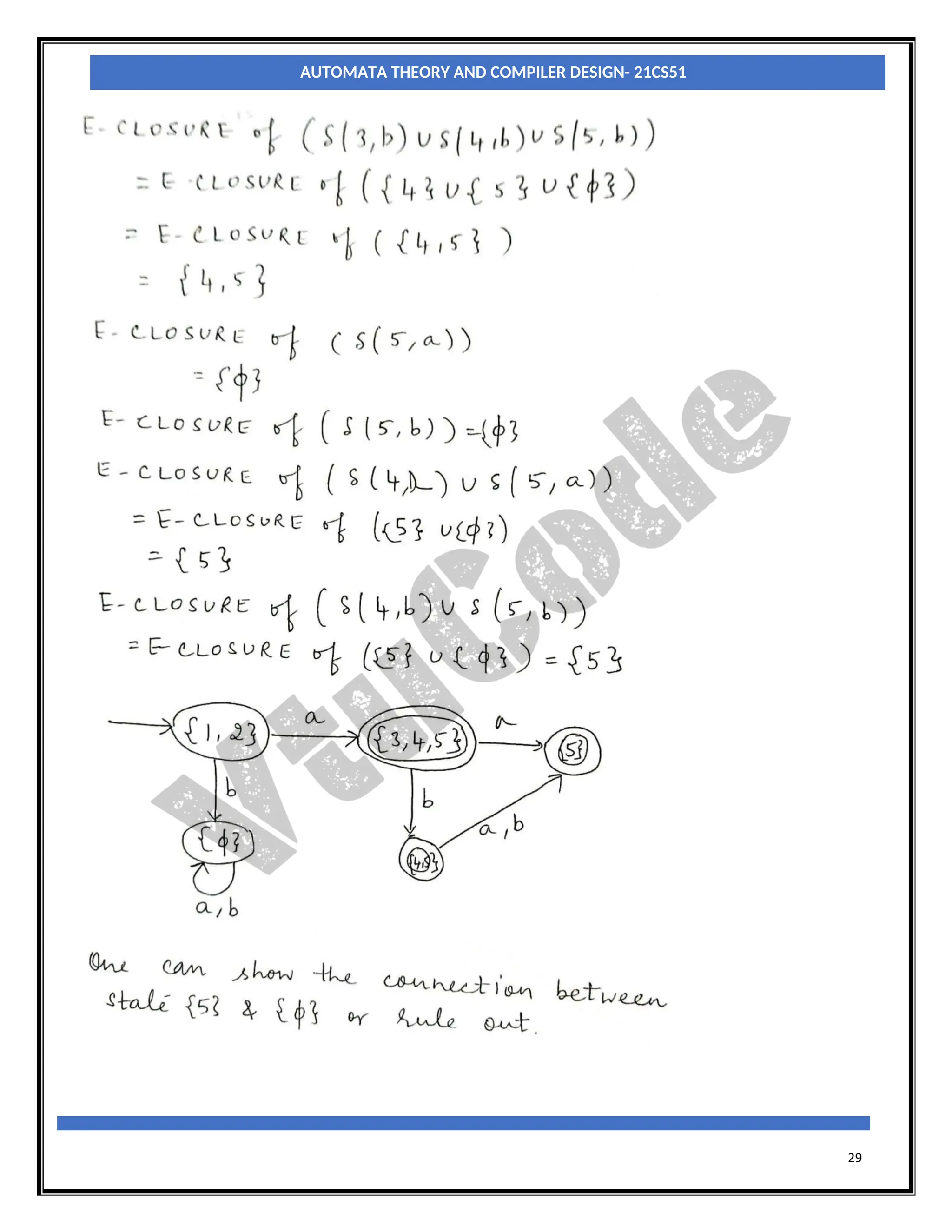 29
AUTOMATA THEORY AND COMPILER DESIGN- 21CS51
 