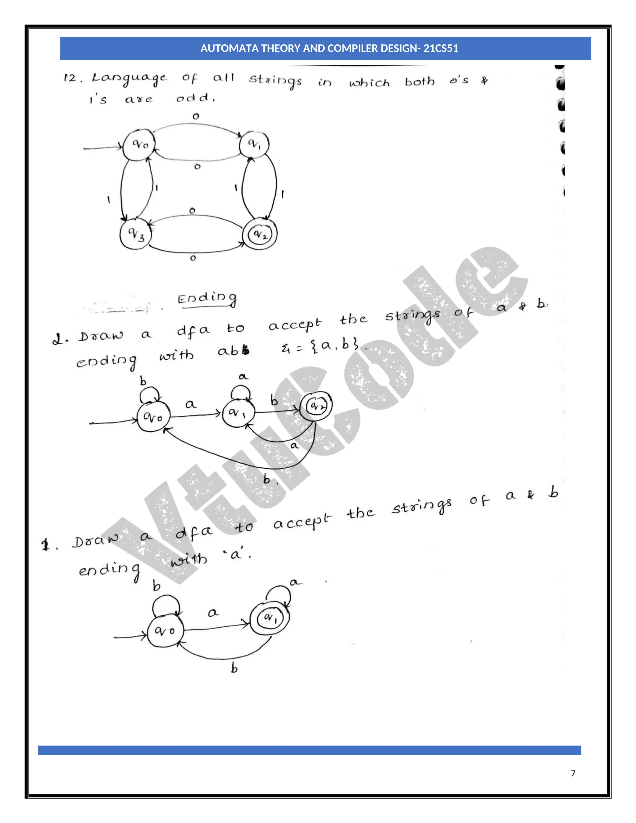 7
AUTOMATA THEORY AND COMPILER DESIGN- 21CS51
 
