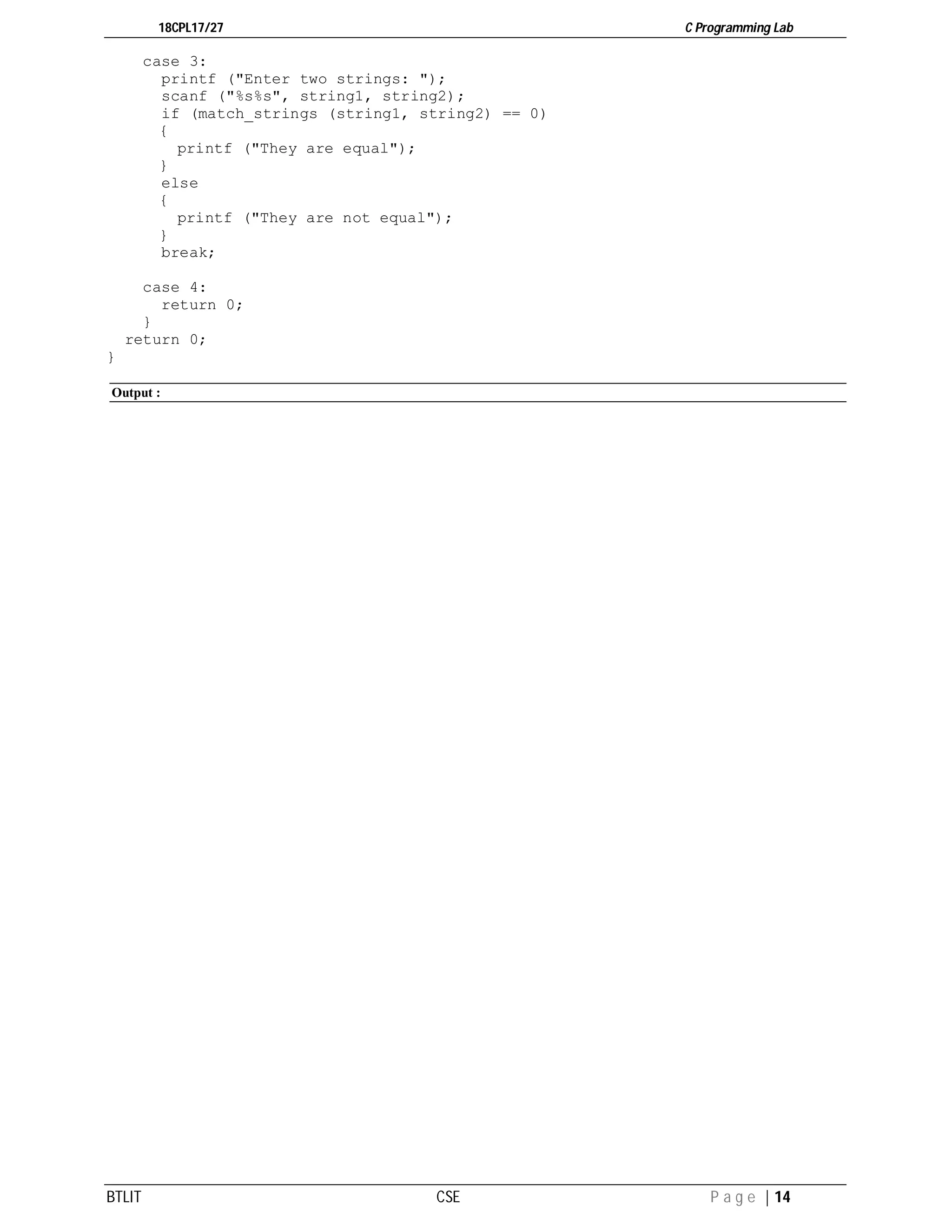 C Programming Lab manual 18CPL17 | PDF | Programming Languages | Computing