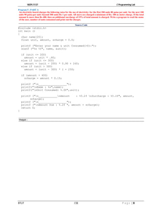 C Programming Lab manual 18CPL17 | PDF | Programming Languages | Computing