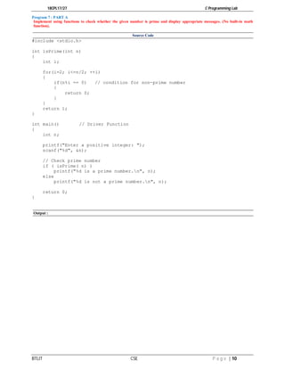 C Programming Lab manual 18CPL17 | PDF