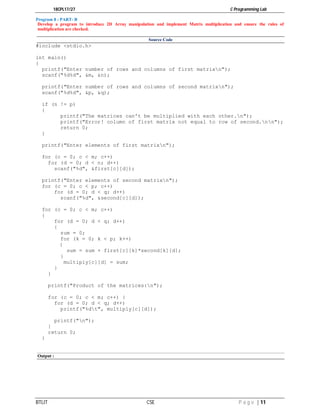 C Programming Lab manual 18CPL17 | PDF | Programming Languages | Computing