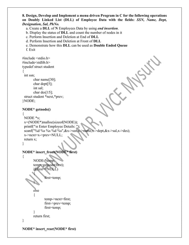 VTU Data Structures Lab Manual