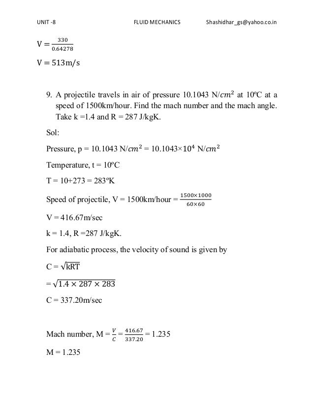 Vtu Fluid Mechanics Unit 8 Flow Past Immersed Bodies Problems