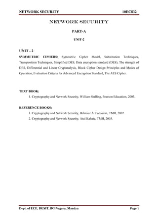 Vtu network security(10 ec832) unit 2 notes.. | PDF