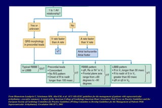 From Blomstrom-Lundqvist C, Scheinman MM, Aliot EM, et al: ACC/AHA/ESC guidelines for the management of patients with supraventricular
arrhythmias—executive summary: A report of the American College of Cardiology/American Heart Association Task Force on Practice Guidelines and the
European Society of Cardiology Committee for Practice Guidelines [Writing Committee to Develop Guidelines for the Management of Patients With
Supraventricular Arrhythmias]. Circulation 108:1871, 2003
 