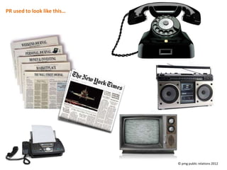 PR used to look like this…




                             © pmg public relations 2012
 