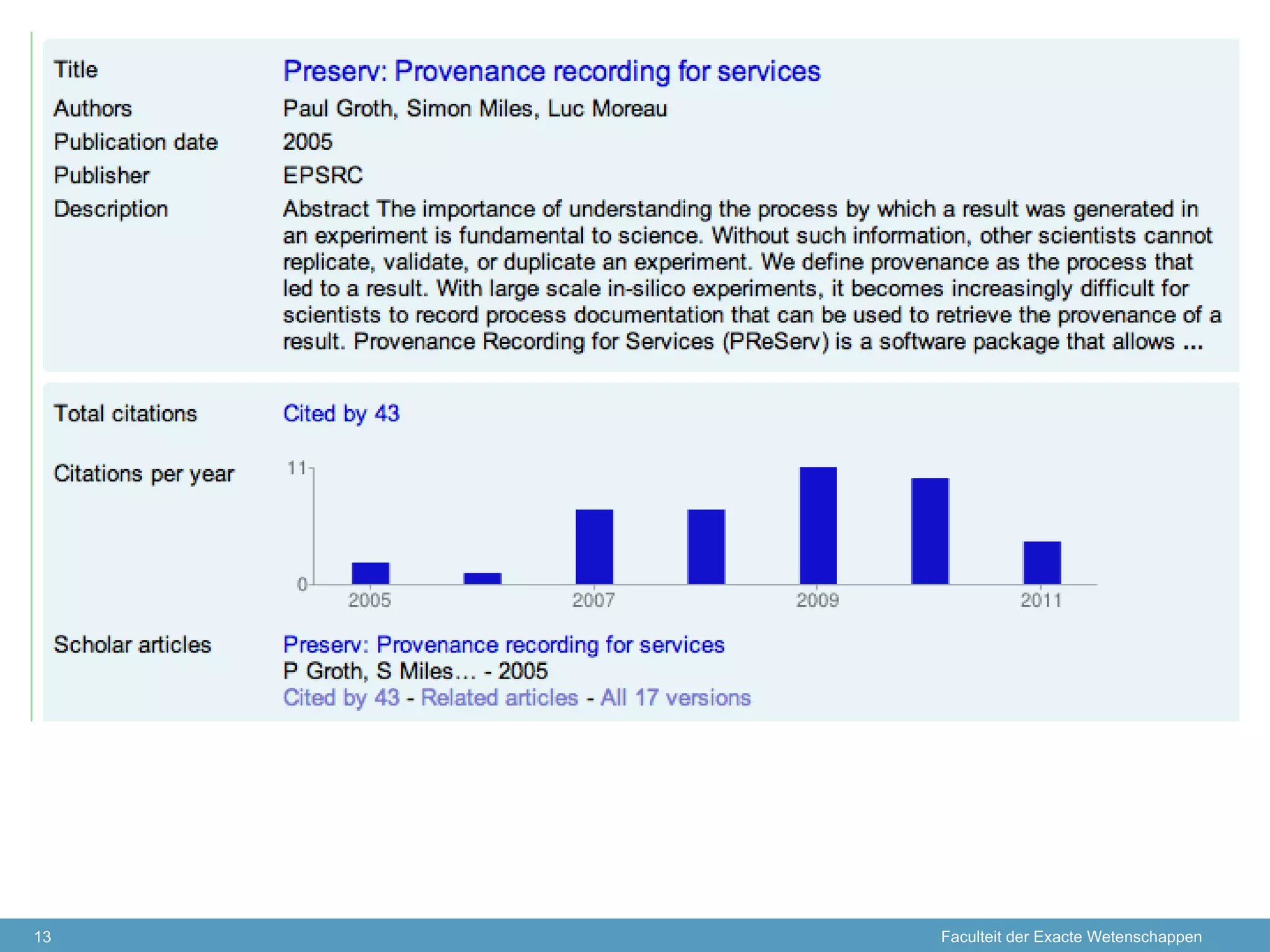 13   Faculteit der Exacte Wetenschappen
 