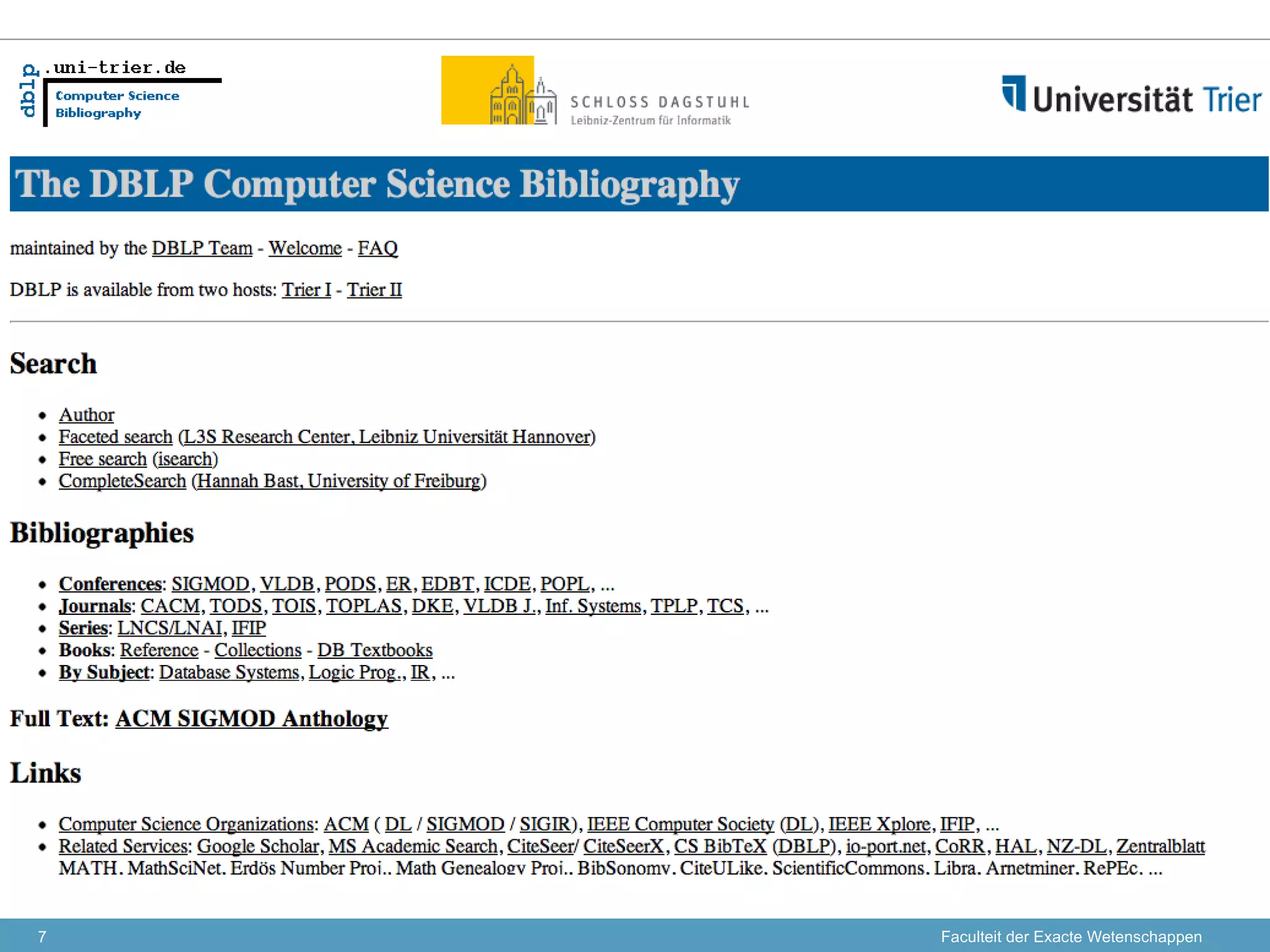 7   Faculteit der Exacte Wetenschappen
 