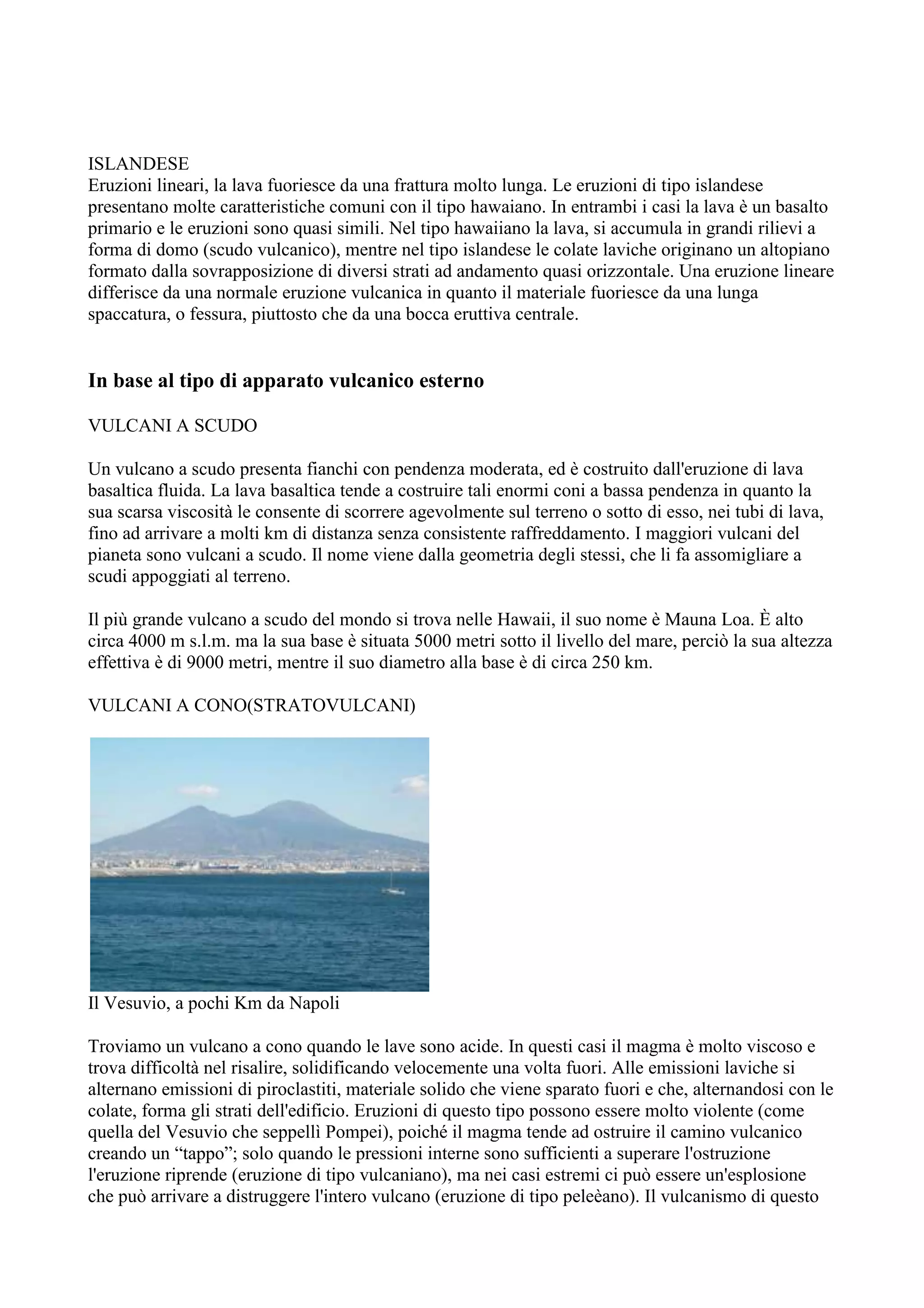 LE PARTI DEL VULCANO - Labelled diagram