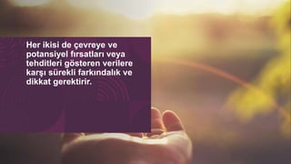 Her ikisi de çevreye ve
potansiyel fırsatları veya
tehditleri gösteren verilere
karşı sürekli farkındalık ve
dikkat gerektirir.
 